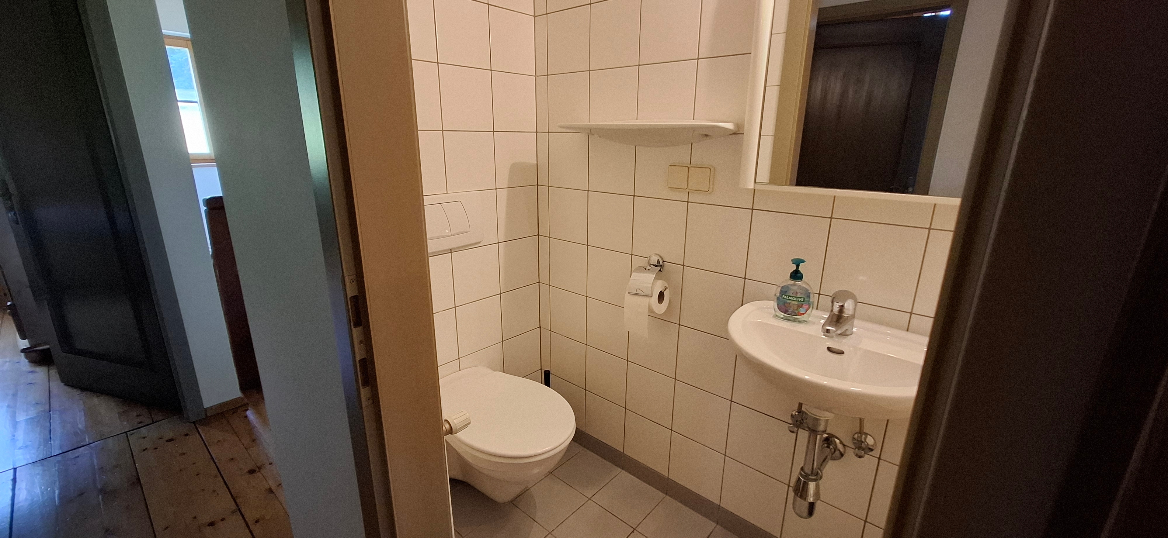 Badezimmer mit Dusche und WC im Obergeschoß
